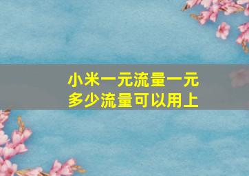 小米一元流量一元多少流量可以用上