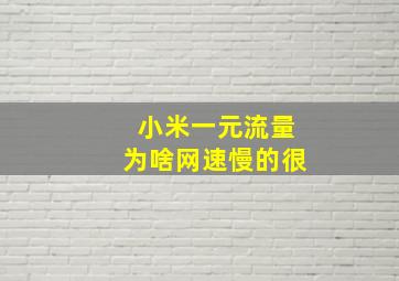 小米一元流量为啥网速慢的很