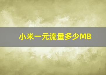 小米一元流量多少MB