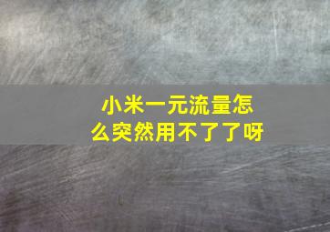 小米一元流量怎么突然用不了了呀