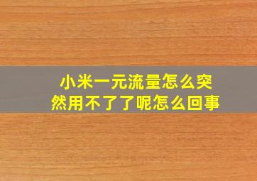 小米一元流量怎么突然用不了了呢怎么回事