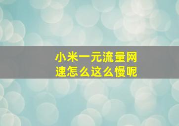 小米一元流量网速怎么这么慢呢