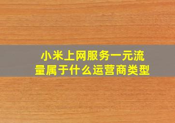 小米上网服务一元流量属于什么运营商类型