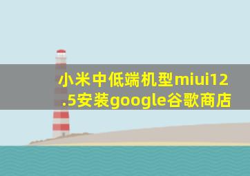 小米中低端机型miui12.5安装google谷歌商店