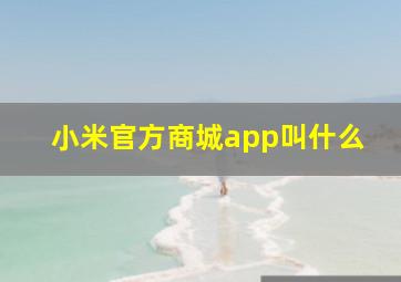 小米官方商城app叫什么