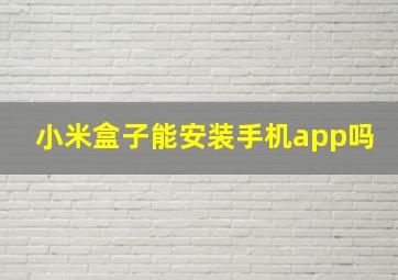 小米盒子能安装手机app吗