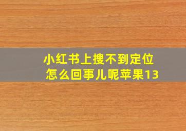 小红书上搜不到定位怎么回事儿呢苹果13