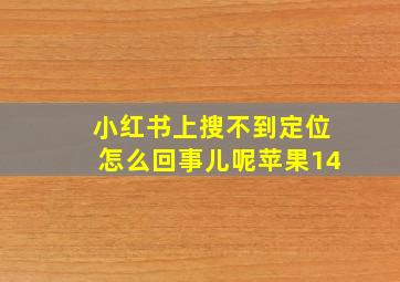 小红书上搜不到定位怎么回事儿呢苹果14