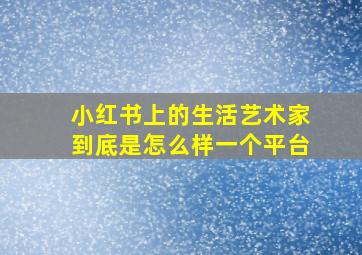 小红书上的生活艺术家到底是怎么样一个平台