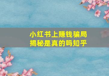 小红书上赚钱骗局揭秘是真的吗知乎