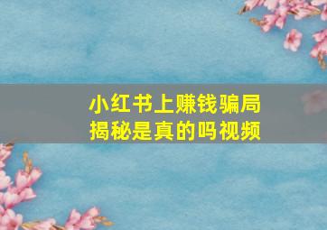 小红书上赚钱骗局揭秘是真的吗视频