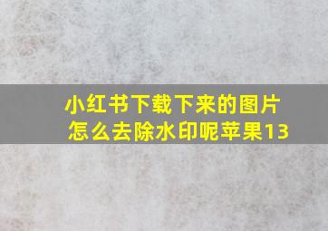 小红书下载下来的图片怎么去除水印呢苹果13