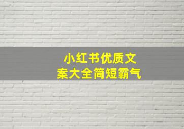 小红书优质文案大全简短霸气