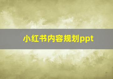 小红书内容规划ppt