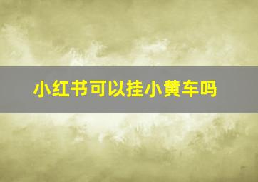 小红书可以挂小黄车吗