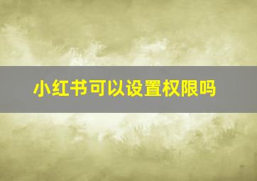 小红书可以设置权限吗