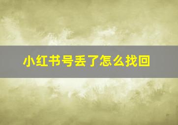 小红书号丢了怎么找回