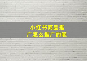 小红书商品推广怎么推广的呢