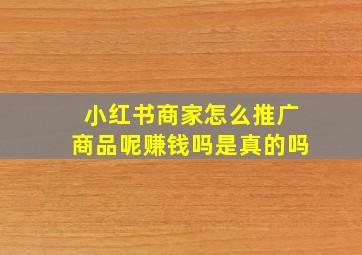 小红书商家怎么推广商品呢赚钱吗是真的吗