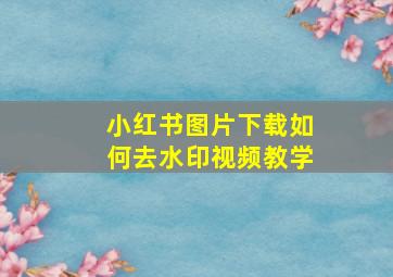 小红书图片下载如何去水印视频教学