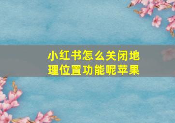 小红书怎么关闭地理位置功能呢苹果