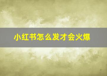 小红书怎么发才会火爆