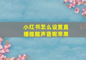 小红书怎么设置直播提醒声音呢苹果