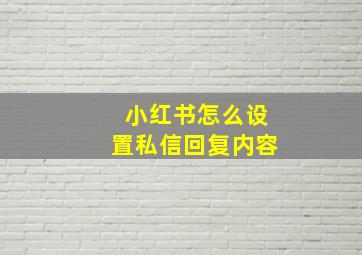 小红书怎么设置私信回复内容