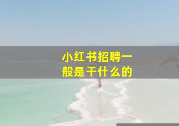 小红书招聘一般是干什么的