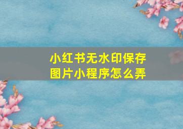 小红书无水印保存图片小程序怎么弄