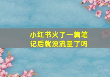 小红书火了一篇笔记后就没流量了吗