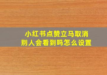 小红书点赞立马取消别人会看到吗怎么设置