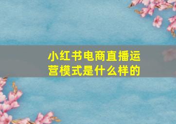 小红书电商直播运营模式是什么样的