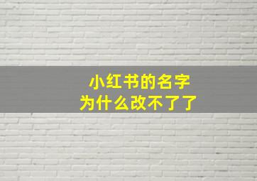 小红书的名字为什么改不了了