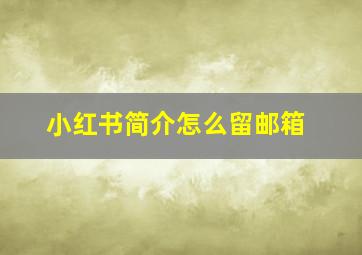 小红书简介怎么留邮箱