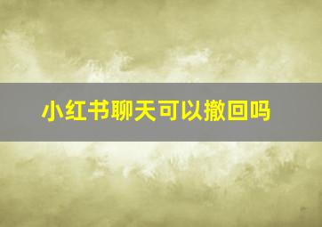 小红书聊天可以撤回吗