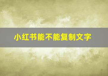 小红书能不能复制文字