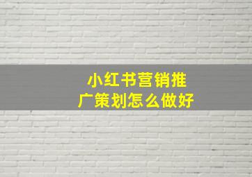 小红书营销推广策划怎么做好