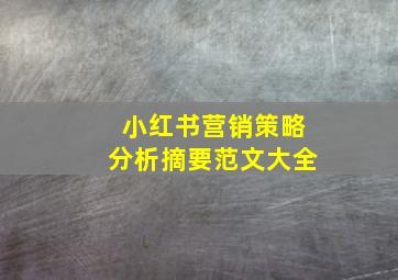 小红书营销策略分析摘要范文大全