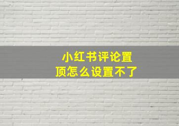 小红书评论置顶怎么设置不了