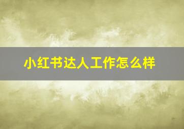 小红书达人工作怎么样