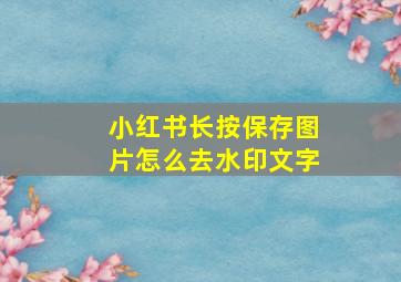 小红书长按保存图片怎么去水印文字