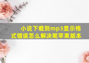 小说下载到mp3显示格式错误怎么解决呢苹果版本