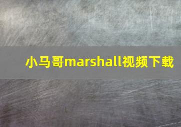 小马哥marshall视频下载