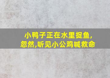 小鸭子正在水里捉鱼,忽然,听见小公鸡喊救命