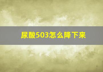 尿酸503怎么降下来