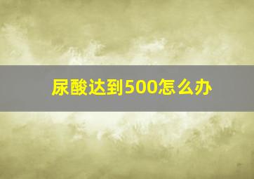 尿酸达到500怎么办