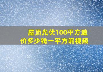 屋顶光伏100平方造价多少钱一平方呢视频