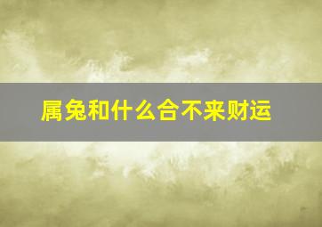 属兔和什么合不来财运