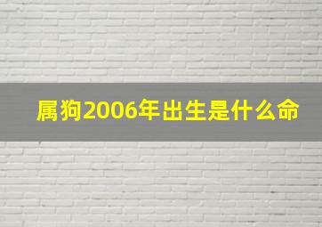 属狗2006年出生是什么命